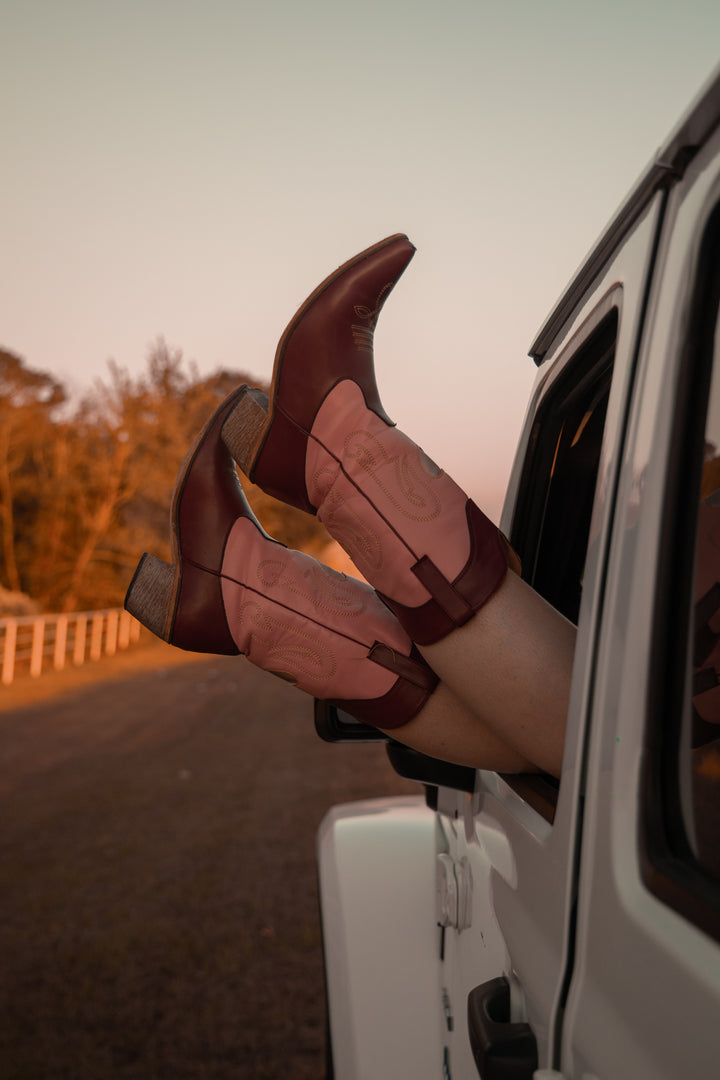 Pink and Burgundy Cowgirl Boots