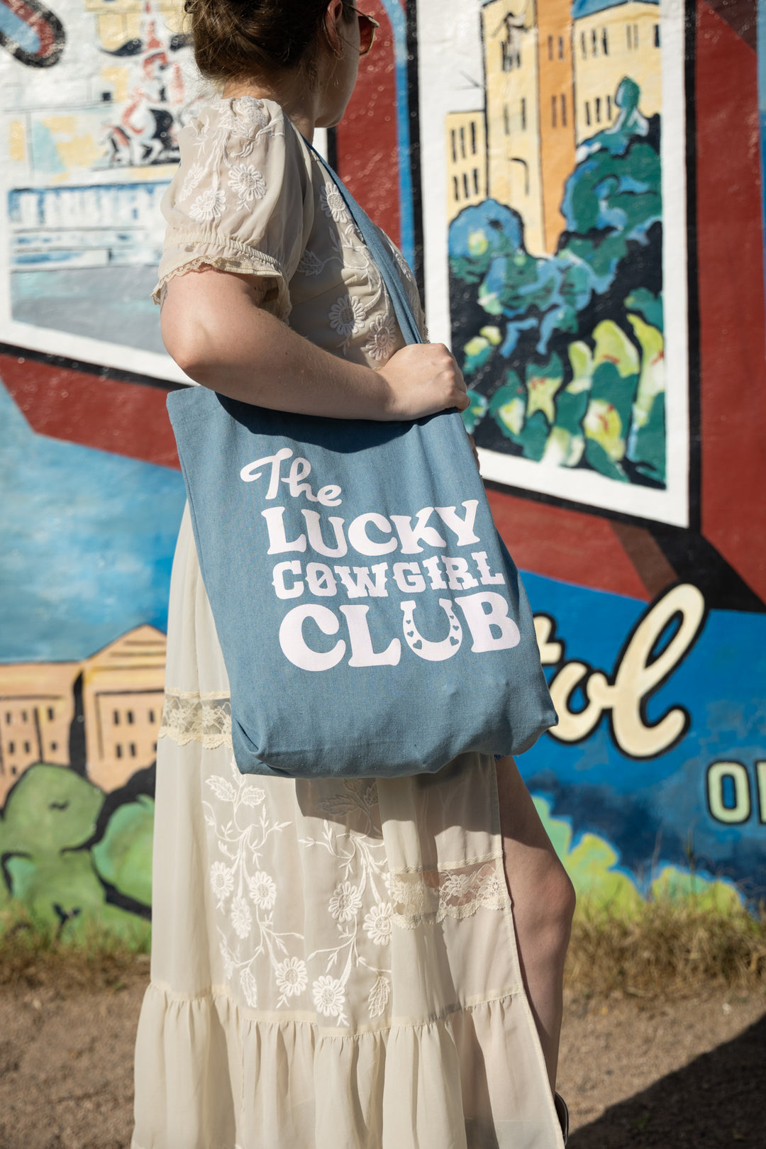 The Lucky Cowgirl Club - Denim Tote Bag