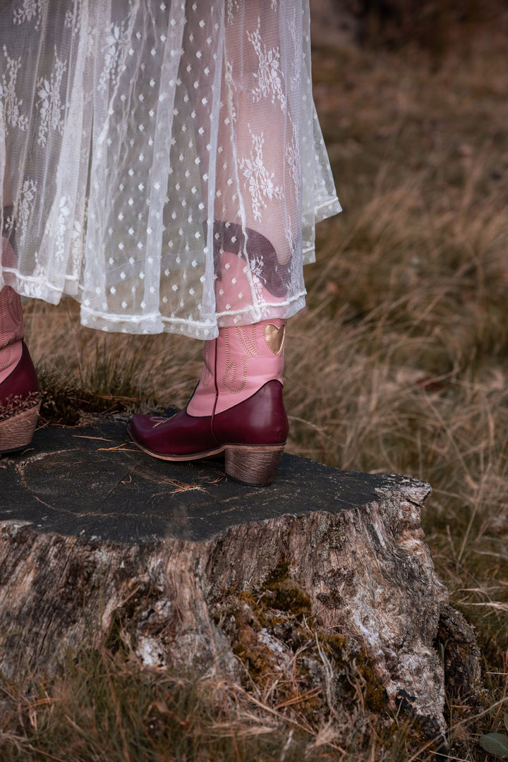 Pink and Burgundy Cowgirl Boots