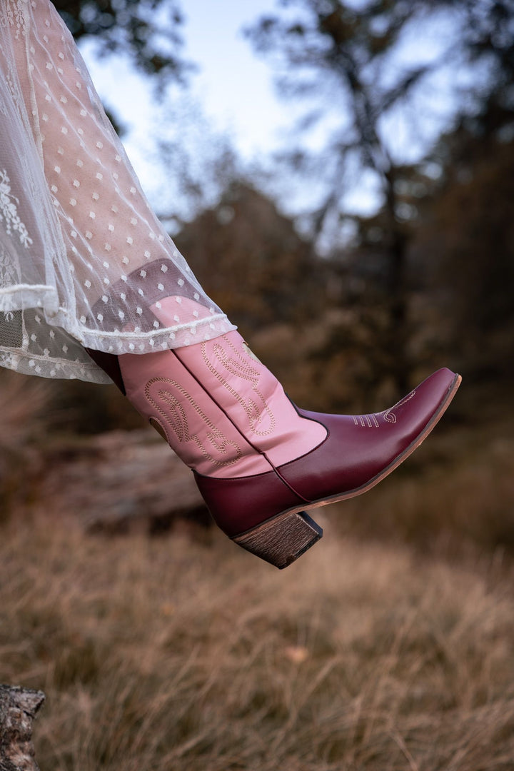 Pink and Burgundy Cowgirl Boots