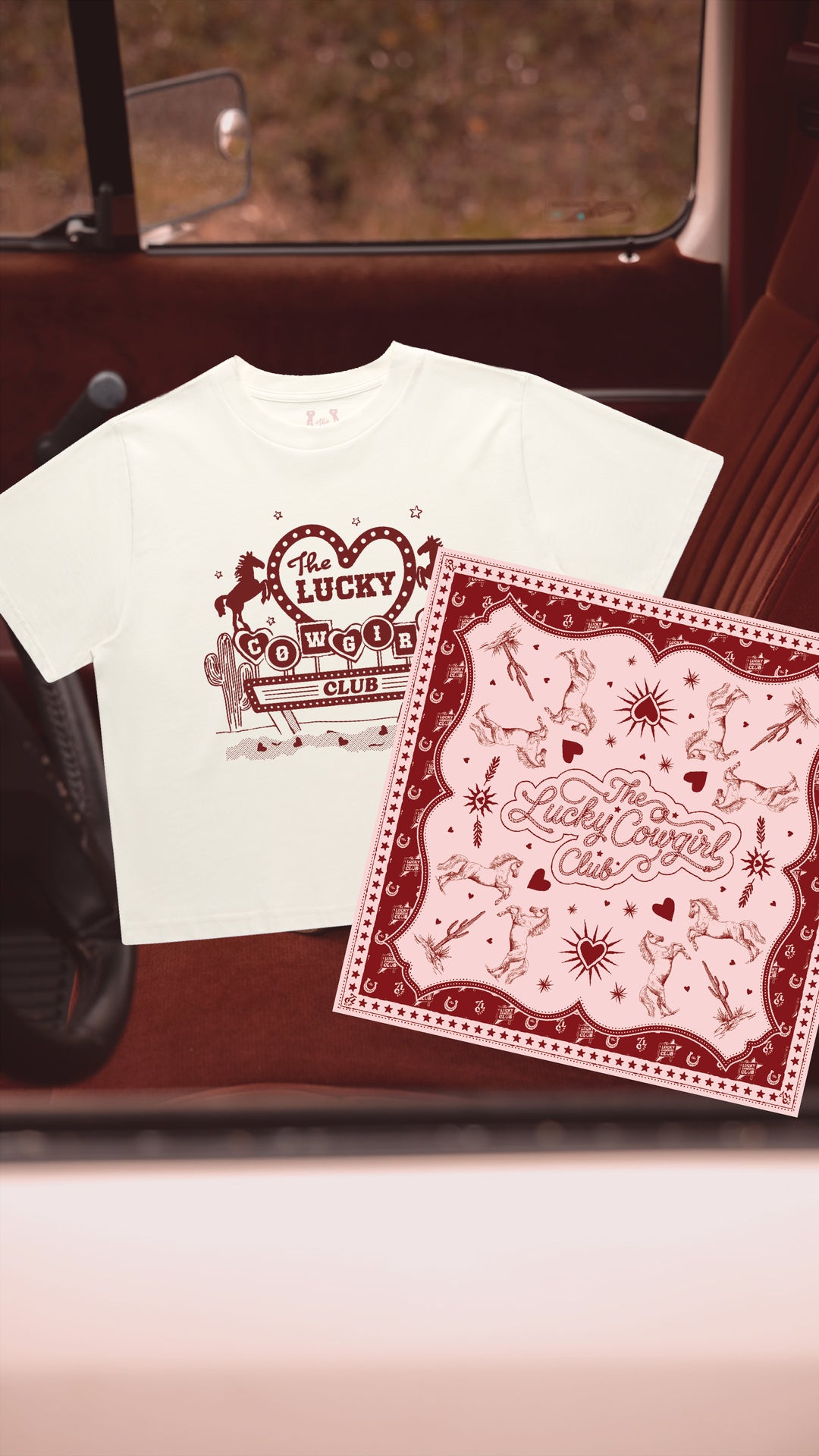 Motel & Mustang Combo - T-Shirt and Silk Scarf