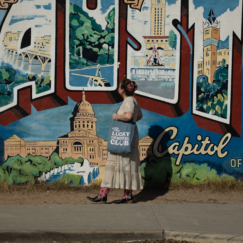 The Lucky Cowgirl Club Denim Tote Bag